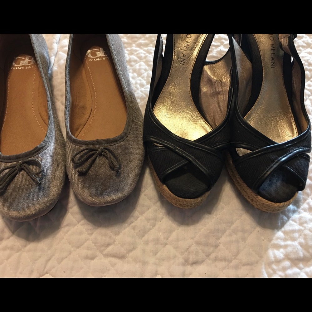 2 pair of shoes, flats and wedges,